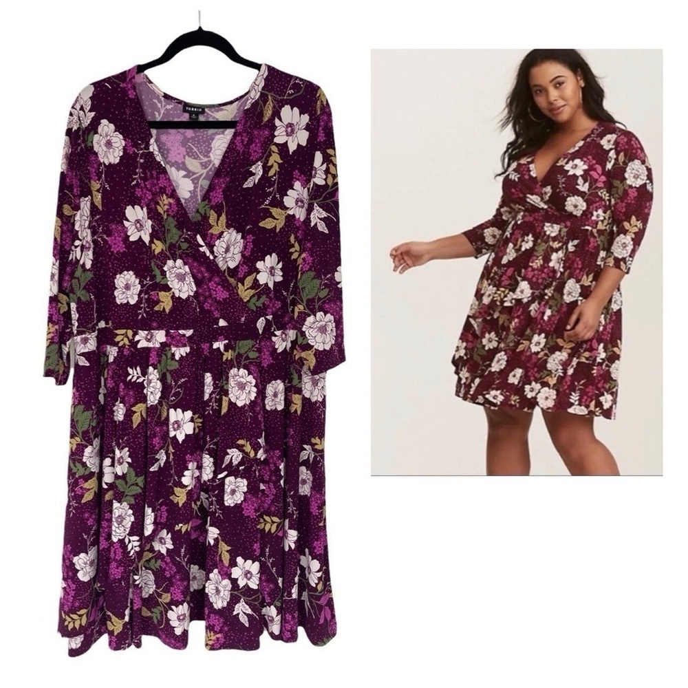Torrid Purple Floral Midi Dress
